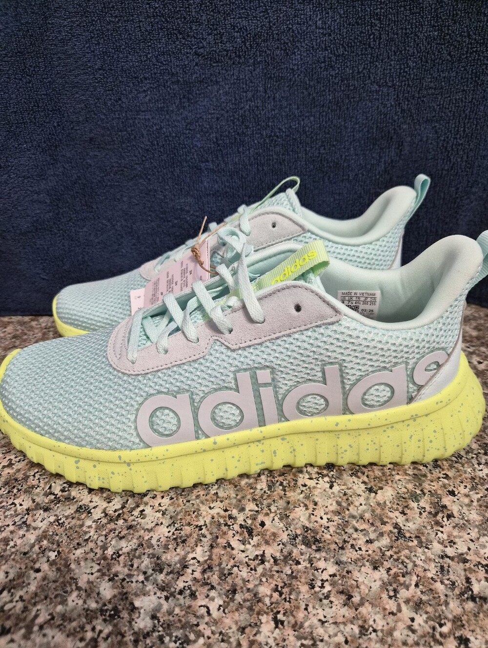 adidas Women's Kaptir Base  Running Sneakers with Neon Yellow Accents